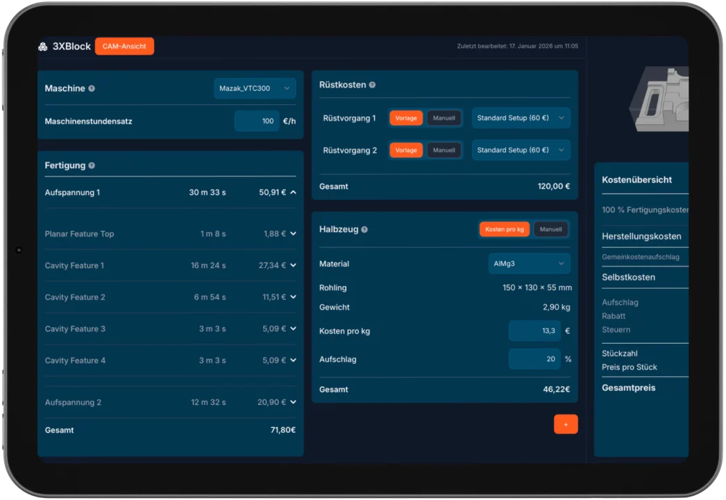 SimplyQuote-Angebotssoftware-Oberfläche